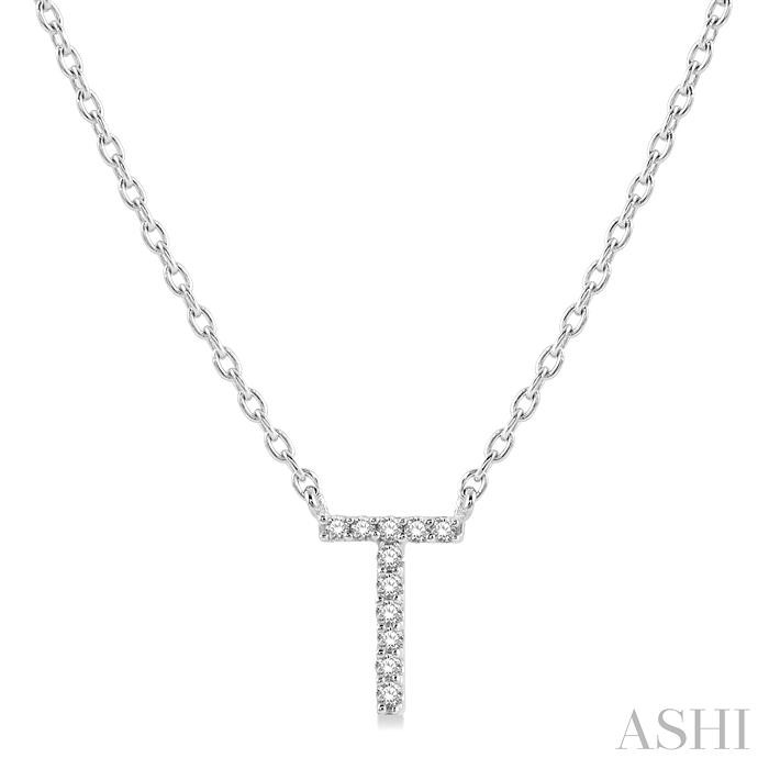 Block 'T' Initial Diamond Pendant