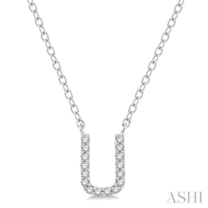 Block 'U' Initial Diamond Pendant