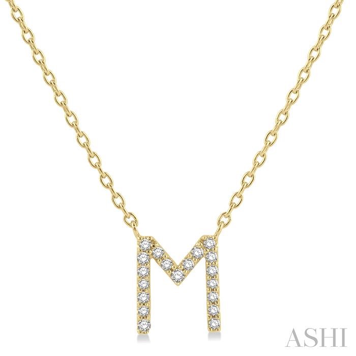 Block 'M' Initial Diamond Pendant