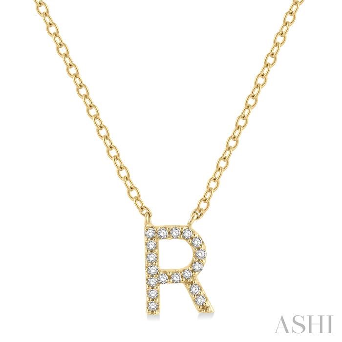 BLOCK 'R' INITIAL DIAMOND PENDANT