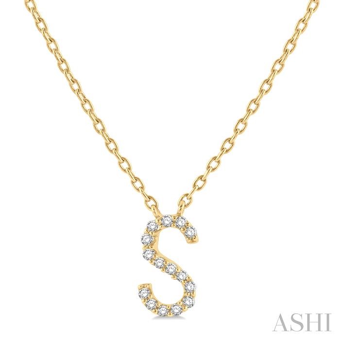 Block 'S' Initial Diamond Pendant