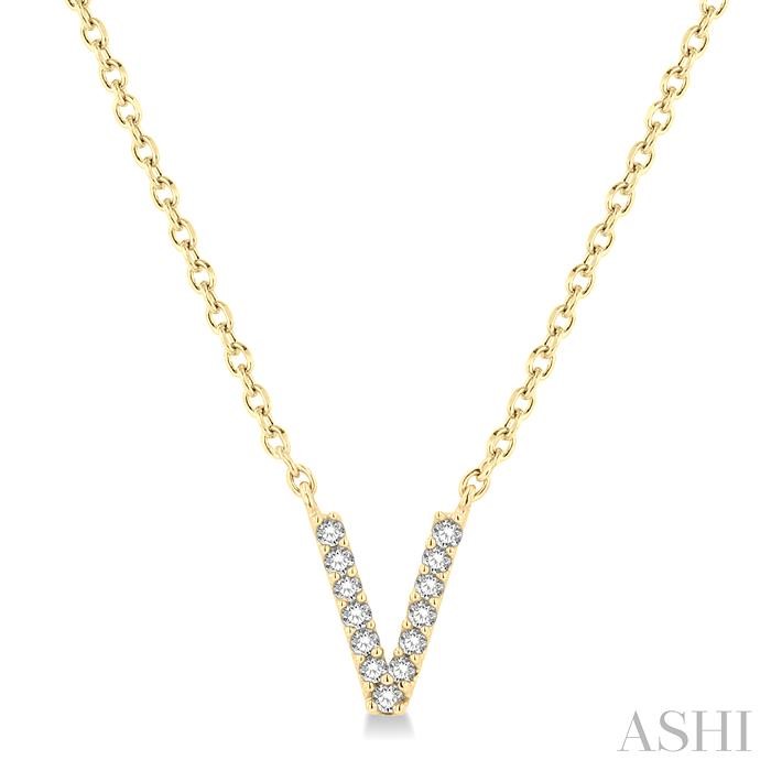 Block 'V' Initial Diamond Pendant