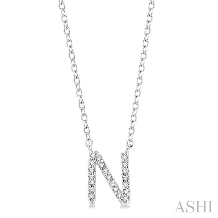 Block 'N' Initial Diamond Pendant