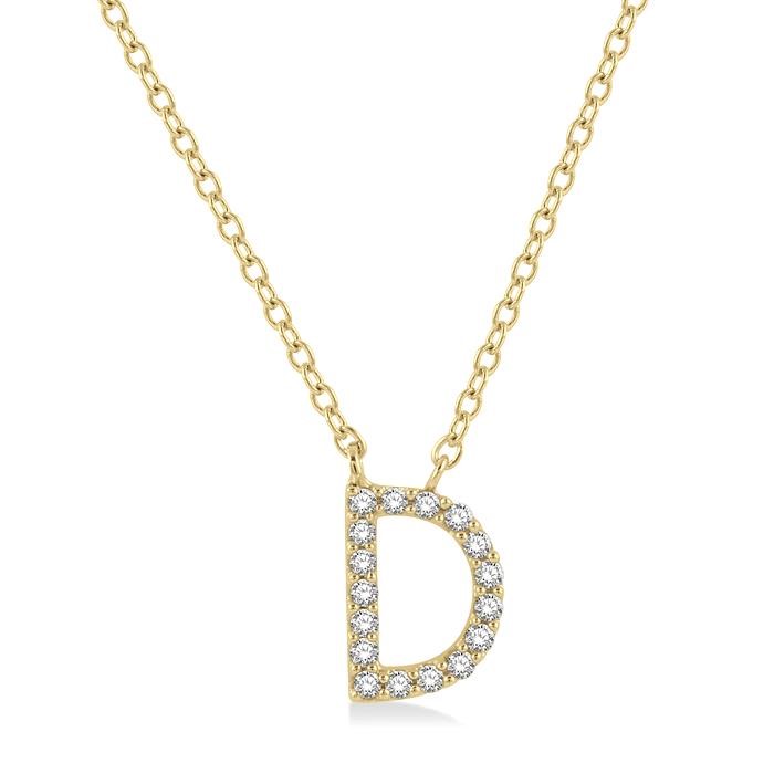 BLOCK 'D' INITIAL DIAMOND PENDANT