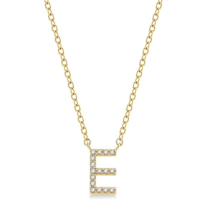 BLOCK 'E' INITIAL DIAMOND PENDANT