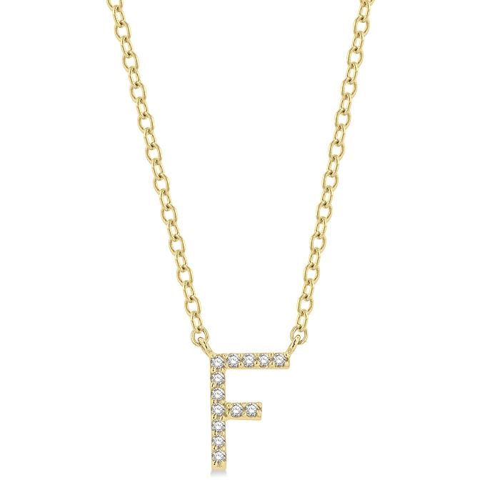 BLOCK 'F' INITIAL DIAMOND PENDANT