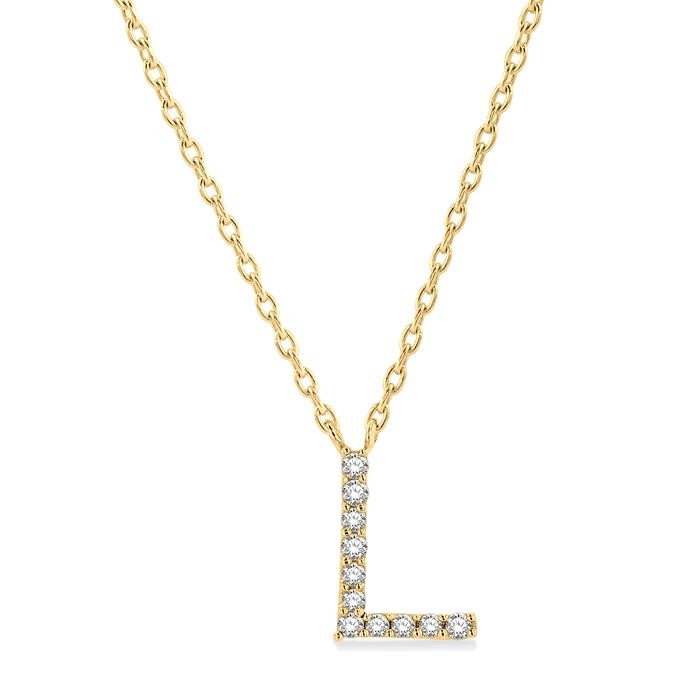 BLOCK 'L' INITIAL DIAMOND PENDANT