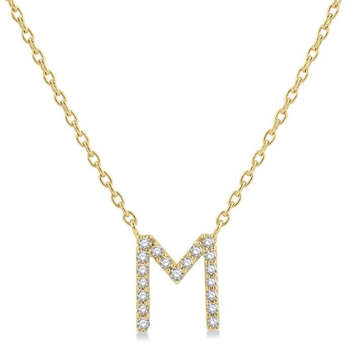 BLOCK 'M' INITIAL DIAMOND PENDANT