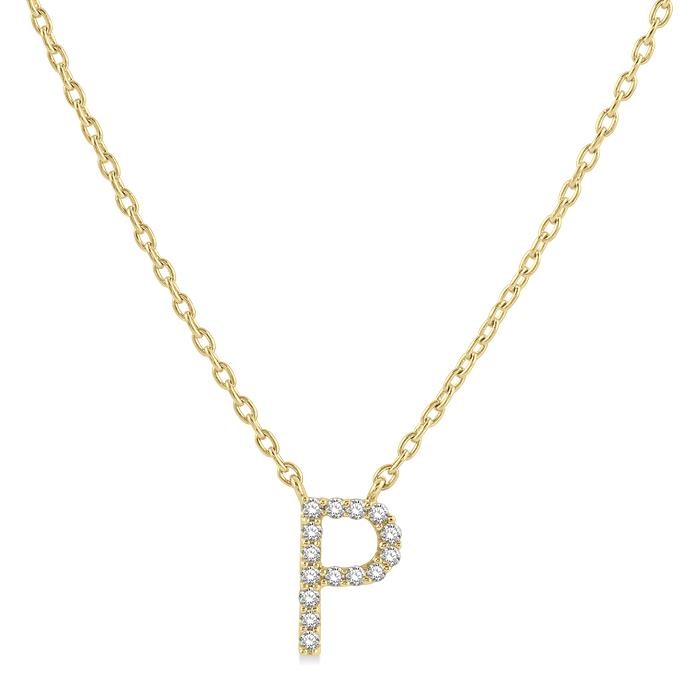 BLOCK 'P' INITIAL DIAMOND PENDANT