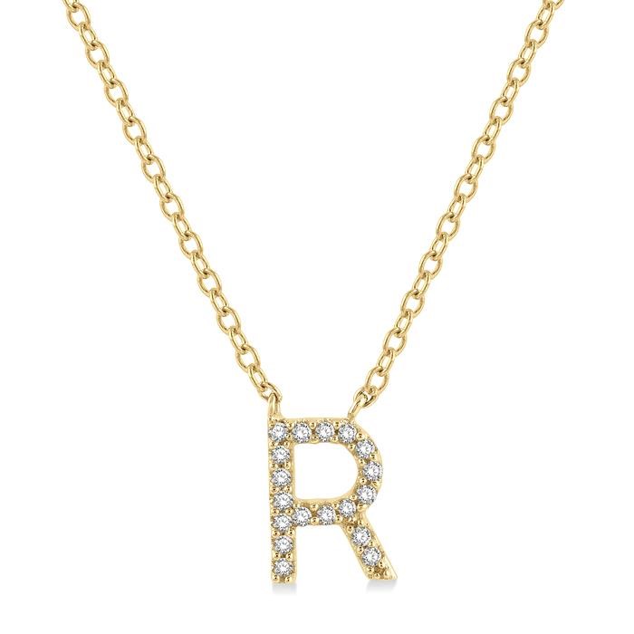 BLOCK 'R' INITIAL DIAMOND PENDANT