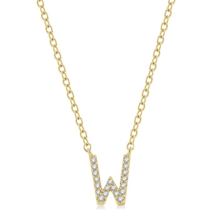 Block 'W' Initial Diamond Pendant