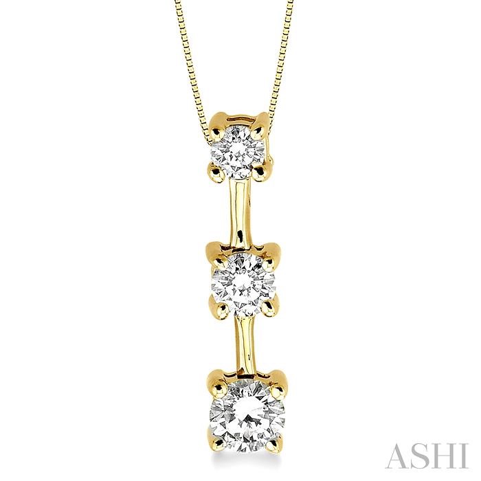 Round Shape Past Present & Future Diamond Pendant