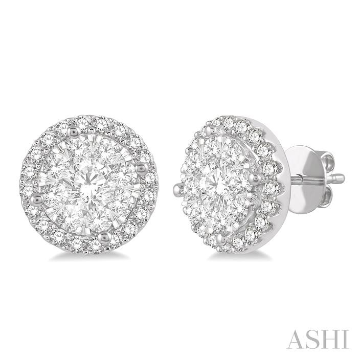 Round Shape Halo Lovebright Essential Diamond Earrings