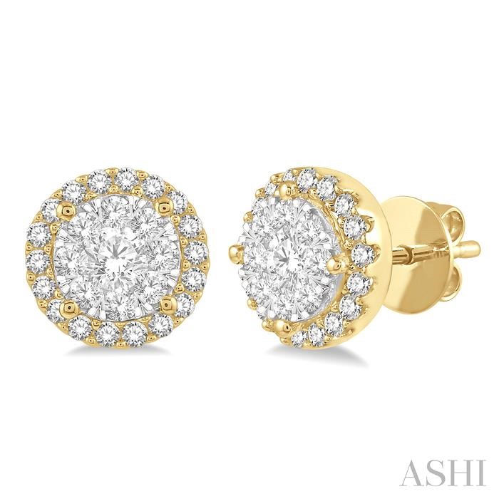 Round Shape Halo Lovebright Essential Diamond Earrings