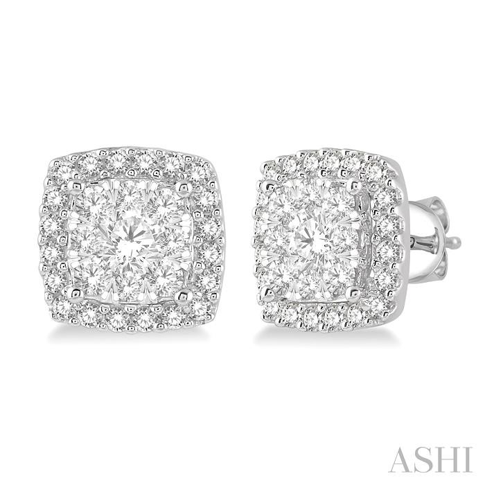 CUSHION SHAPE HALO LOVEBRIGHT ESSENTIAL DIAMOND EARRINGS