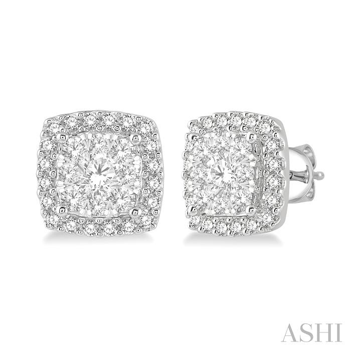 CUSHION SHAPE HALO LOVEBRIGHT ESSENTIAL DIAMOND EARRINGS