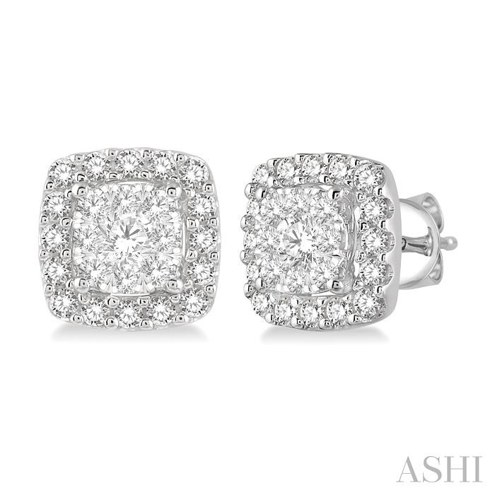 CUSHION SHAPE HALO LOVEBRIGHT ESSENTIAL DIAMOND EARRINGS