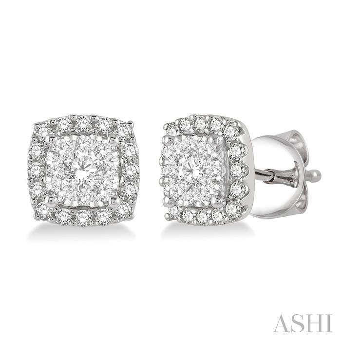 CUSHION SHAPE HALO LOVEBRIGHT ESSENTIAL DIAMOND EARRINGS