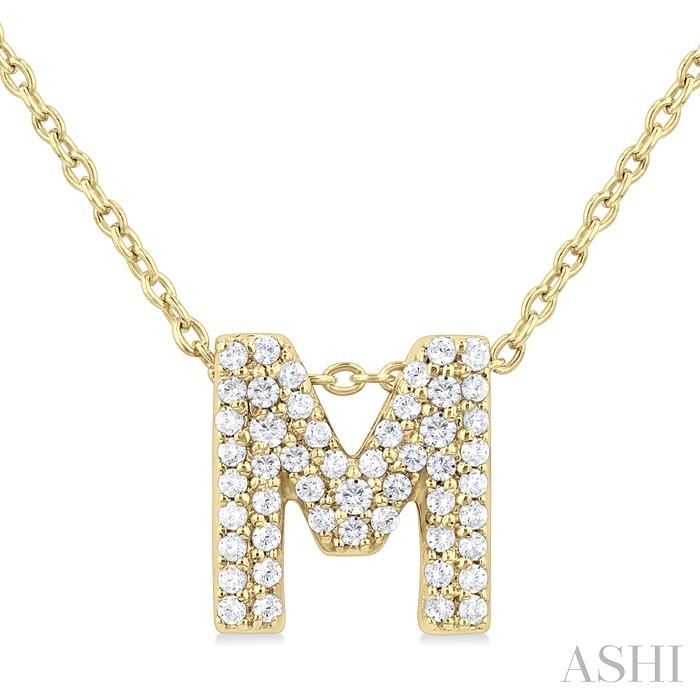Bubble 'M' Initial Diamond Pendant