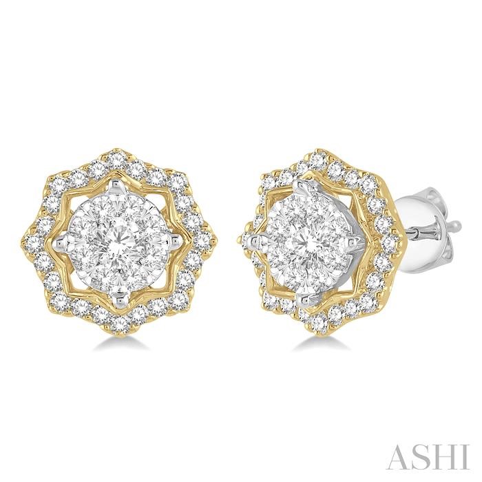 Round Shape Halo Lovebright Diamond Fashion Earrings