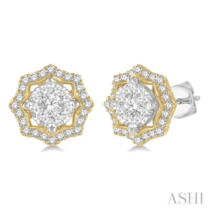 Round Shape Halo Lovebright Diamond Fashion Earrings