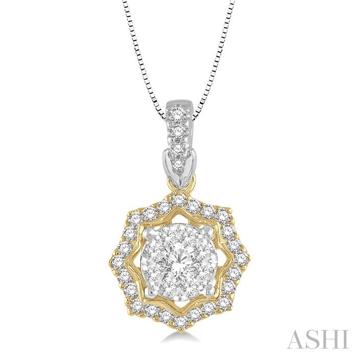 ROUND SHAPE HALO LOVEBRIGHT DIAMOND FASHION PENDANT