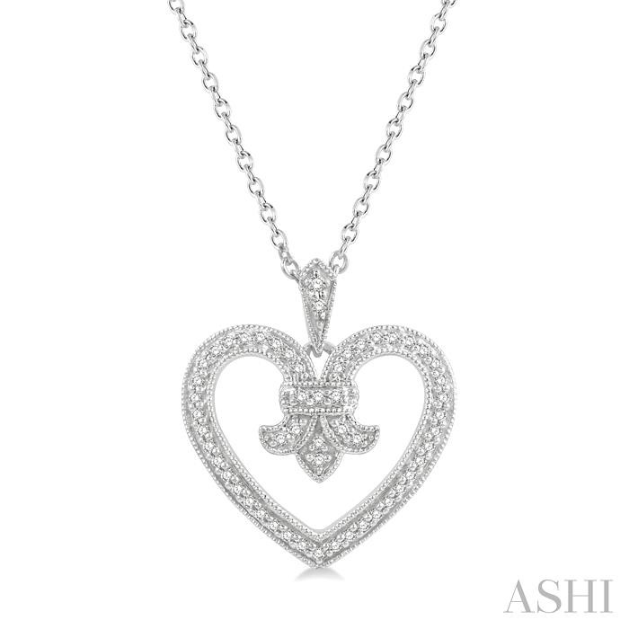 HEART SHAPE FLEUR DE LIS DIAMOND FASHION PENDANT