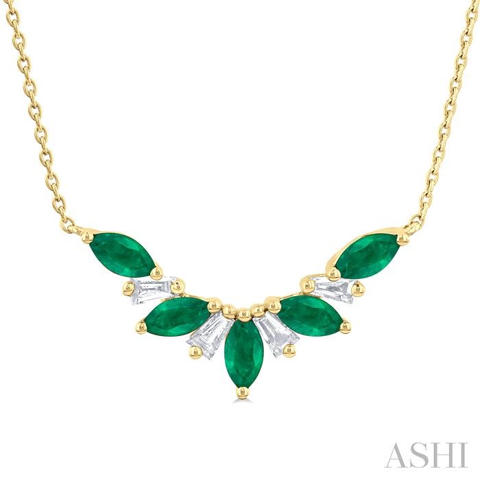 MARQUISE SHAPE GEMSTONE & DIAMOND NECKLACE