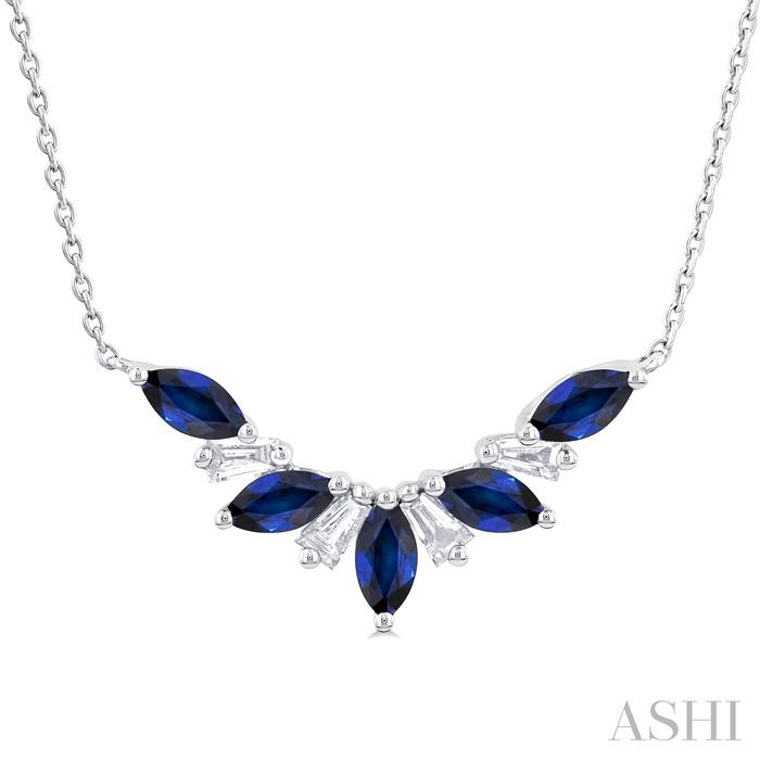 MARQUISE SHAPE GEMSTONE & DIAMOND NECKLACE