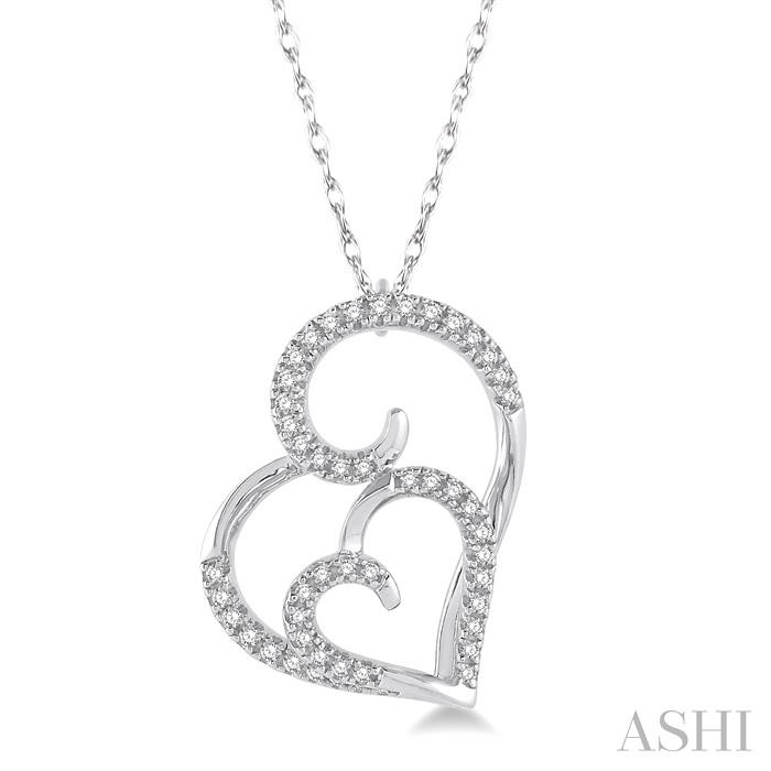 DOUBLE HEART SHAPE DIAMOND FASHION PENDANT