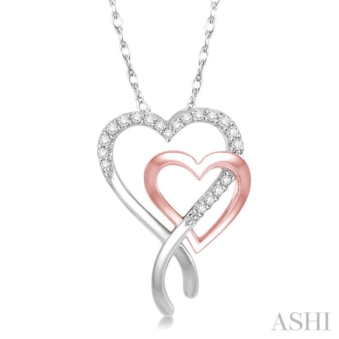 DOUBLE HEART SHAPE DIAMOND FASHION PENDANT