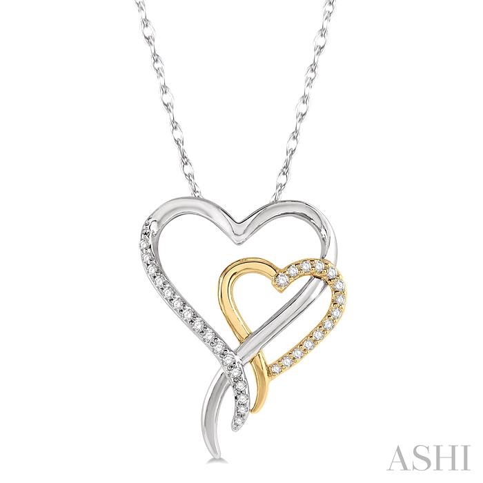 DOUBLE HEART SHAPE DIAMOND FASHION PENDANT