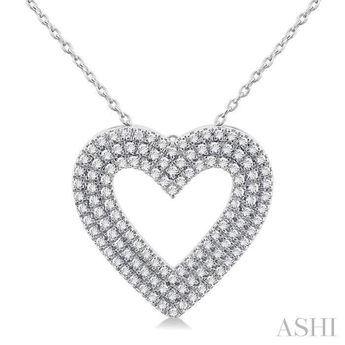 Heart Shape Three Row Diamond Pendant