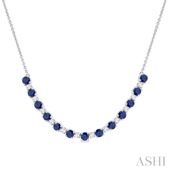 Round Shape Gemstone & Diamond Tennis Necklace