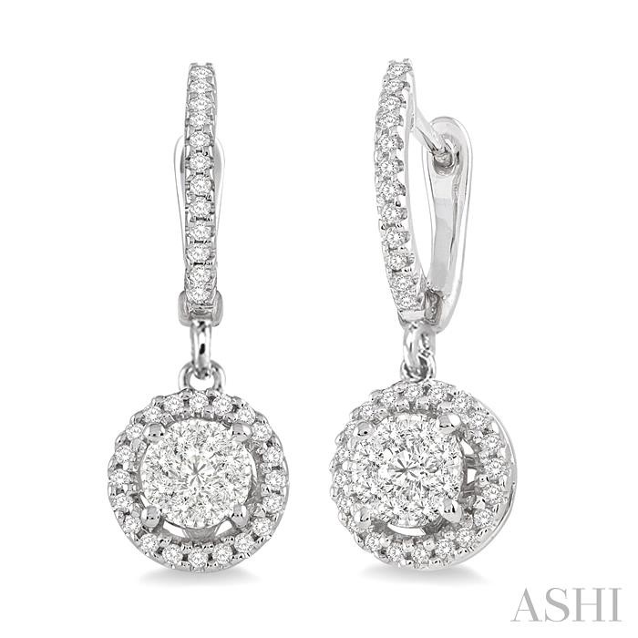 ROUND SHAPE HALO LOVEBRIGHT DIAMOND EARRINGS