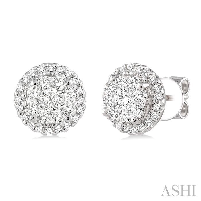 ROUND SHAPE HALO LOVEBRIGHT ESSENTIAL DIAMOND EARRINGS