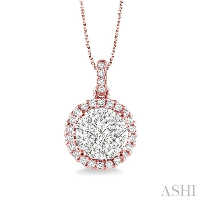 ROUND SHAPE HALO LOVEBRIGHT ESSENTIAL DIAMOND PENDANT