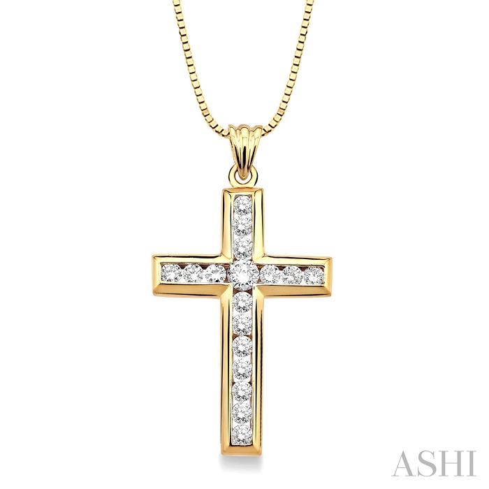 CHANNEL SET CROSS DIAMOND PENDANT