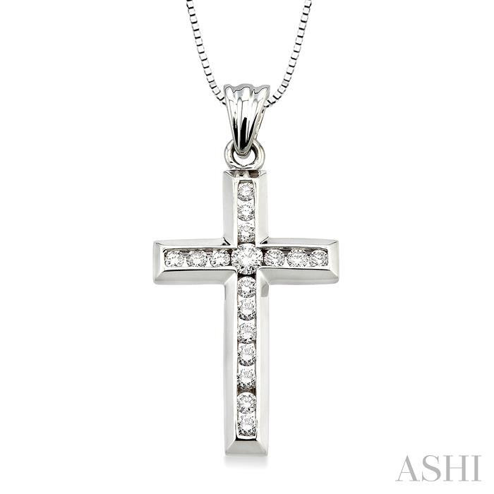 CHANNEL SET CROSS DIAMOND PENDANT