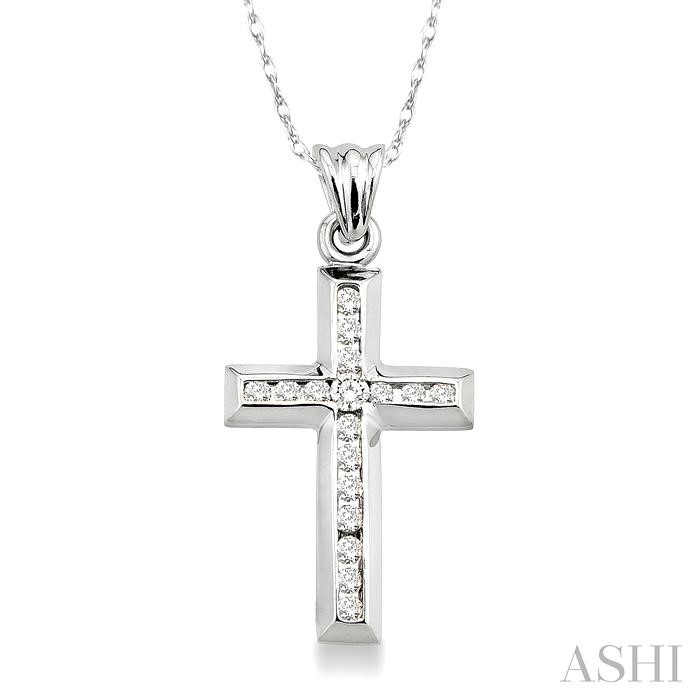 Channel Set Cross Diamond Fashion Pendant