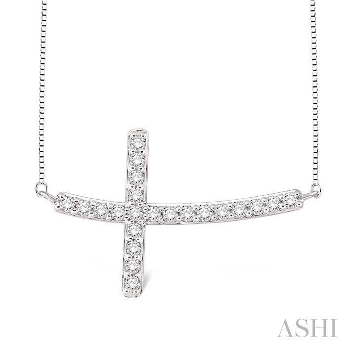 Sideway Cross Diamond Fashion Pendant
