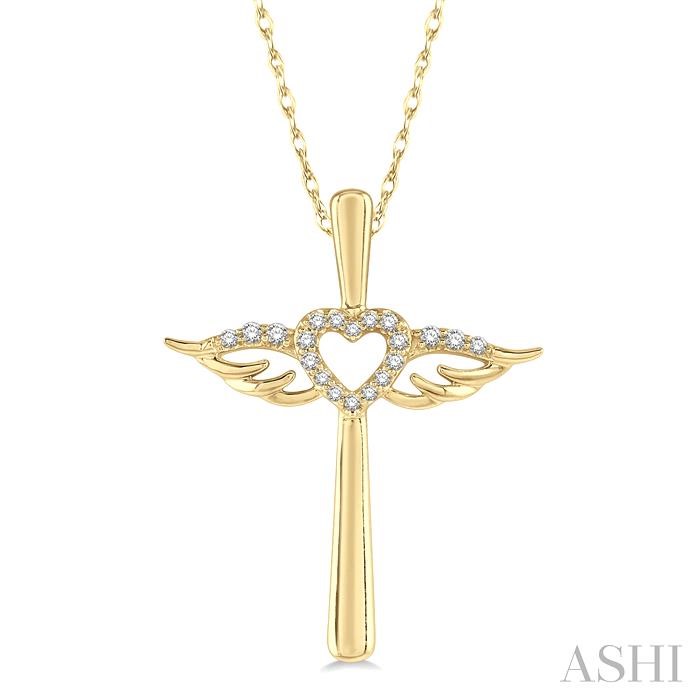 Angel Wings Heart Shape & Cross Diamond Fashion Pendant
