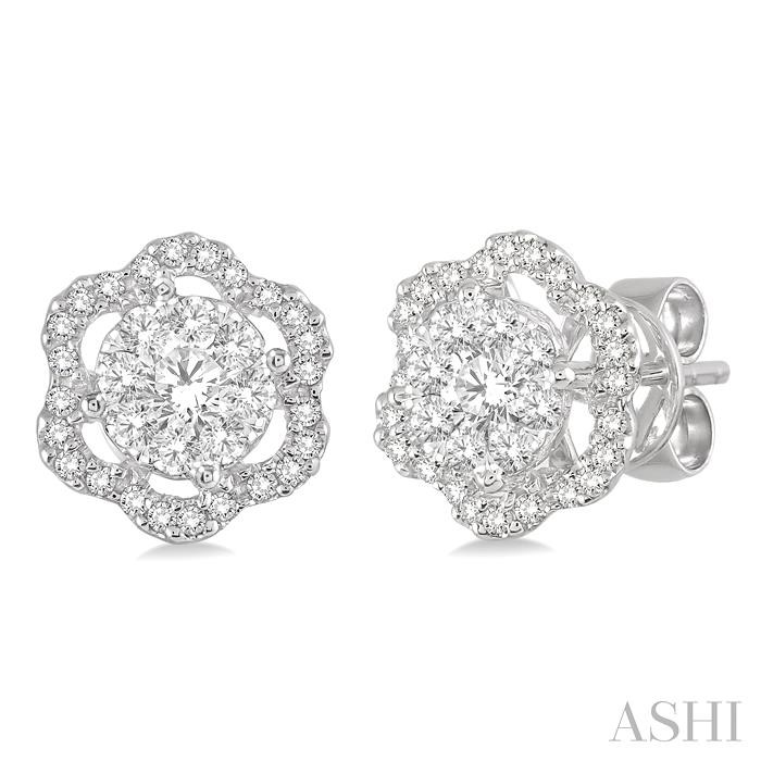 FLOWER HALO LOVEBRIGHT DIAMOND EARRINGS