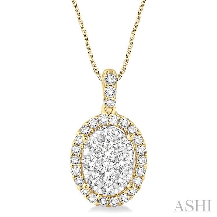 OVAL SHAPE HALO LOVEBRIGHT ESSENTIAL DIAMOND PENDANT