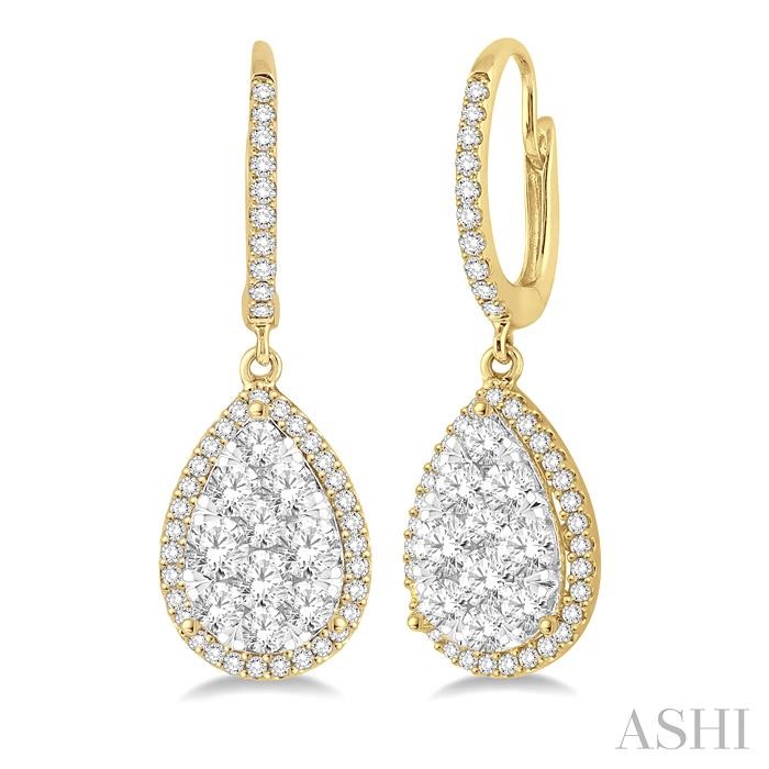 PEAR SHAPE HALO LOVEBRIGHT ESSENTIAL DIAMOND EARRINGS