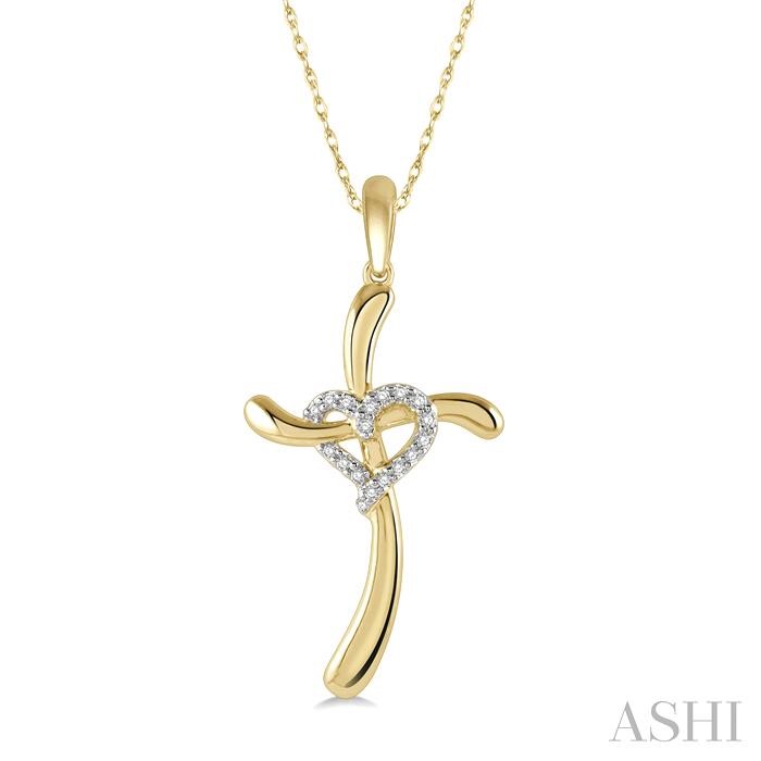 CROSS & HEART SHAPE DIAMOND PENDANT