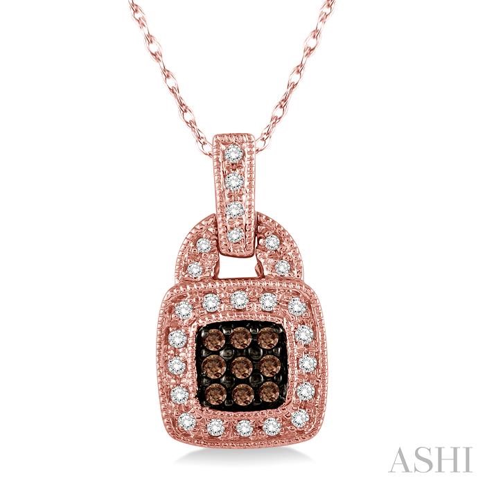 CUSHION SHAPE CHAMPAGNE HALO DIAMOND FASHION PENDANT