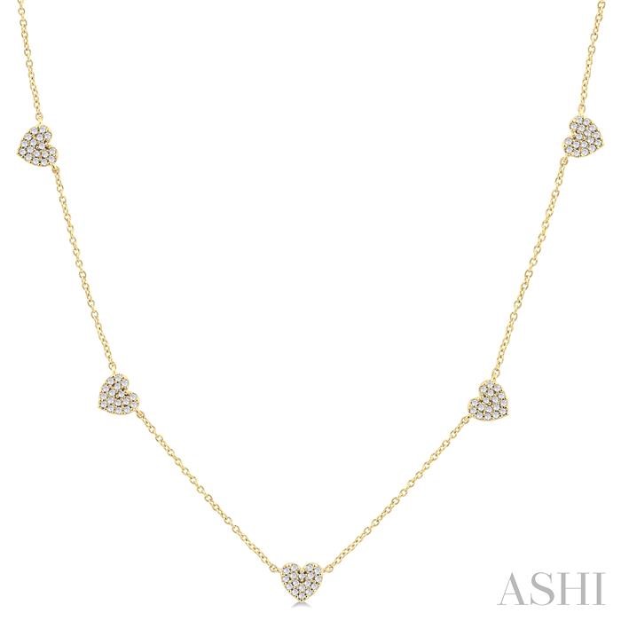 Heart Shape Diamond Station Necklace