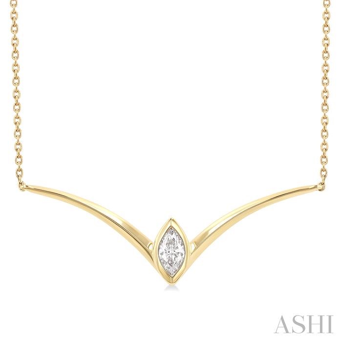 Marquise Shape Chevron Diamond Necklace