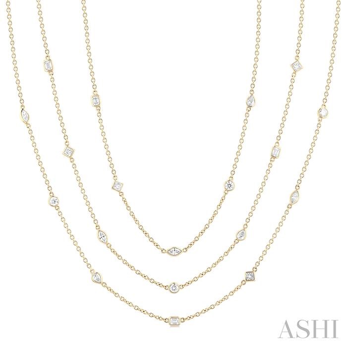 Mixed Shape Layered Diamond Station Necklace
